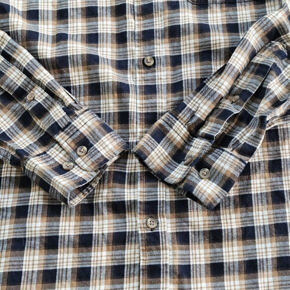 Banana Republic Shirt Mens XL Plaid LS Untucked Fit Pocket Preppy Cottage Casual - Picture 10 of 15